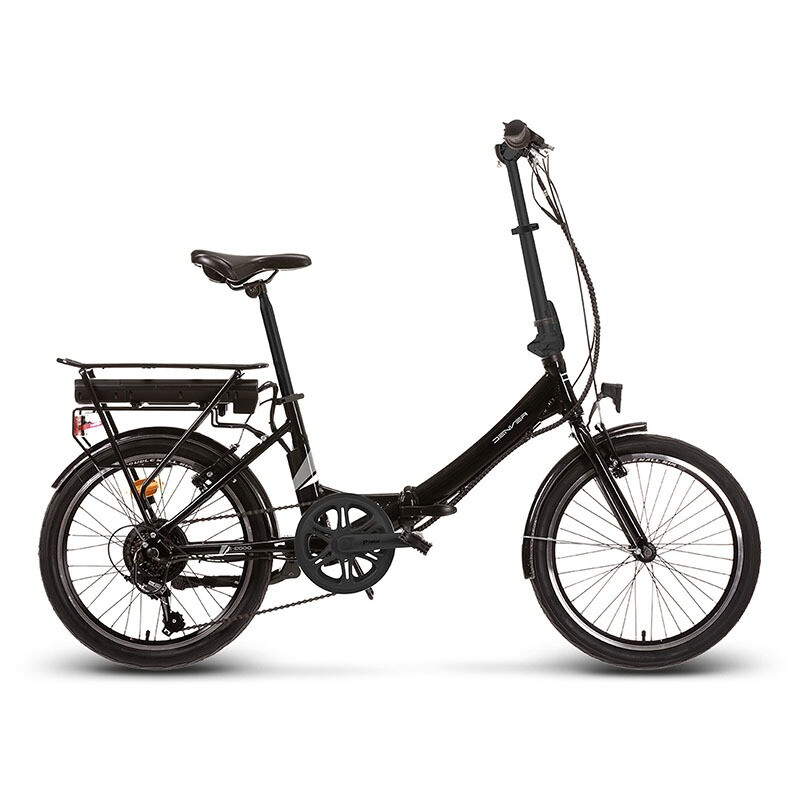 Denver Le Pliage elektrische vouwfiets in zwart, volledig zijaanzicht