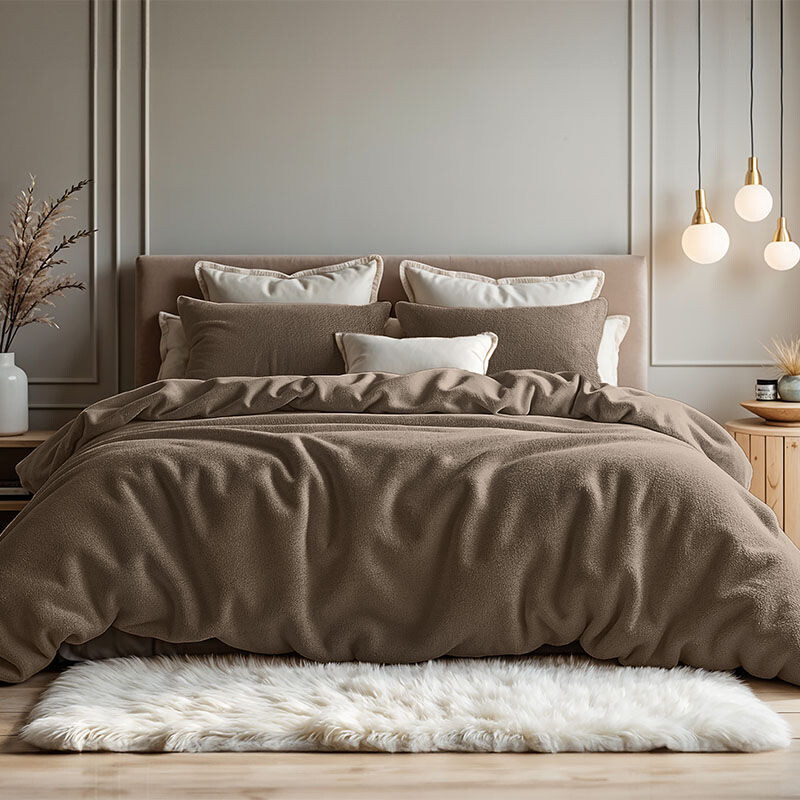 Het Sleeptime Teddy Katoen Dekbedovertrekset in de kleur deep taupe.