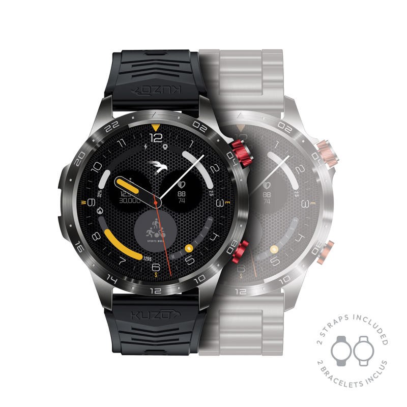 Veho Kuzo Pro Sport Smartwatch met GPS beschikbaar met twee verschillende bandjes.