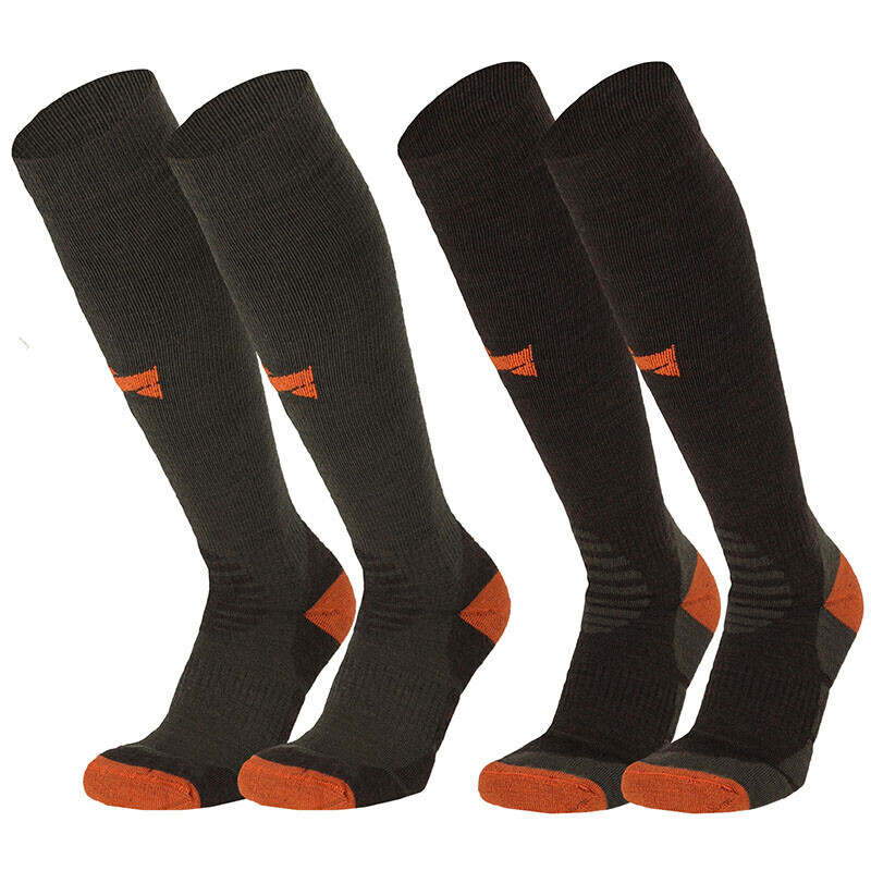 2-Pack Heat Essentials Outdoor Compressie Sokken met Merino Wol -Groen-35/38