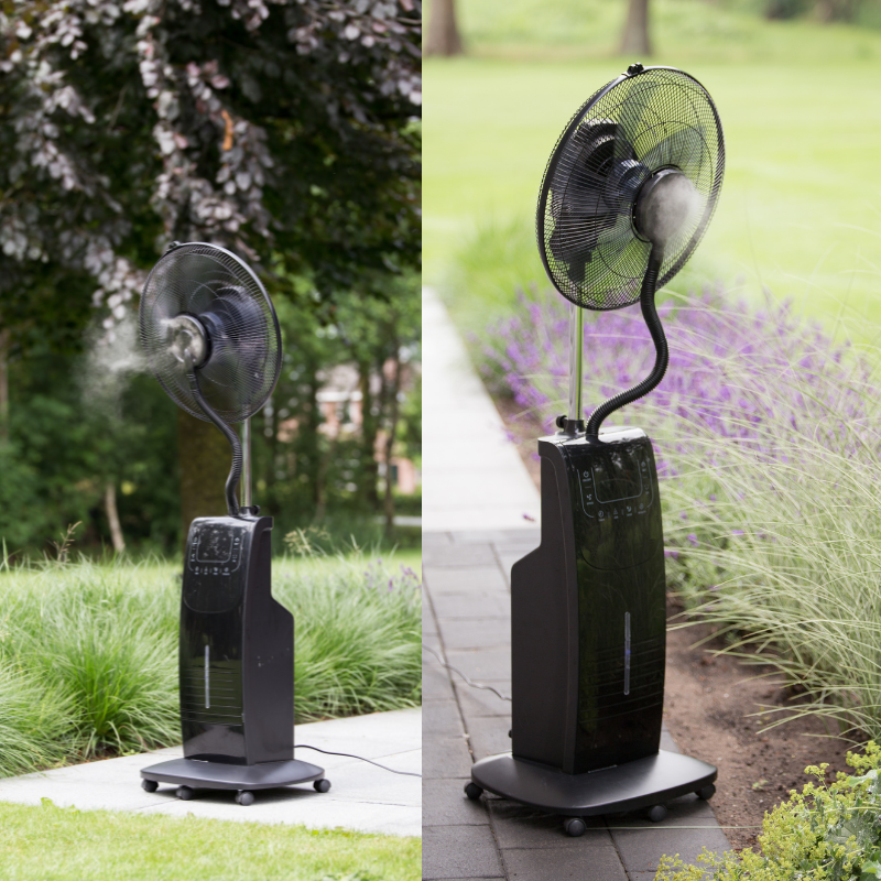 De COOLED Cooling Mist Ventilator in gebruik