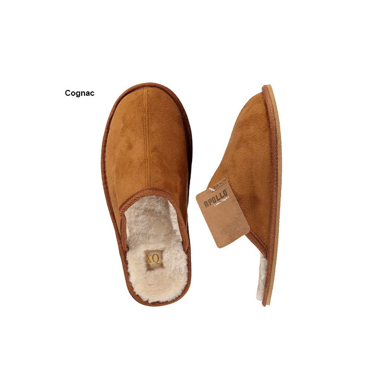 De Apollo Pantoffels in cognac.