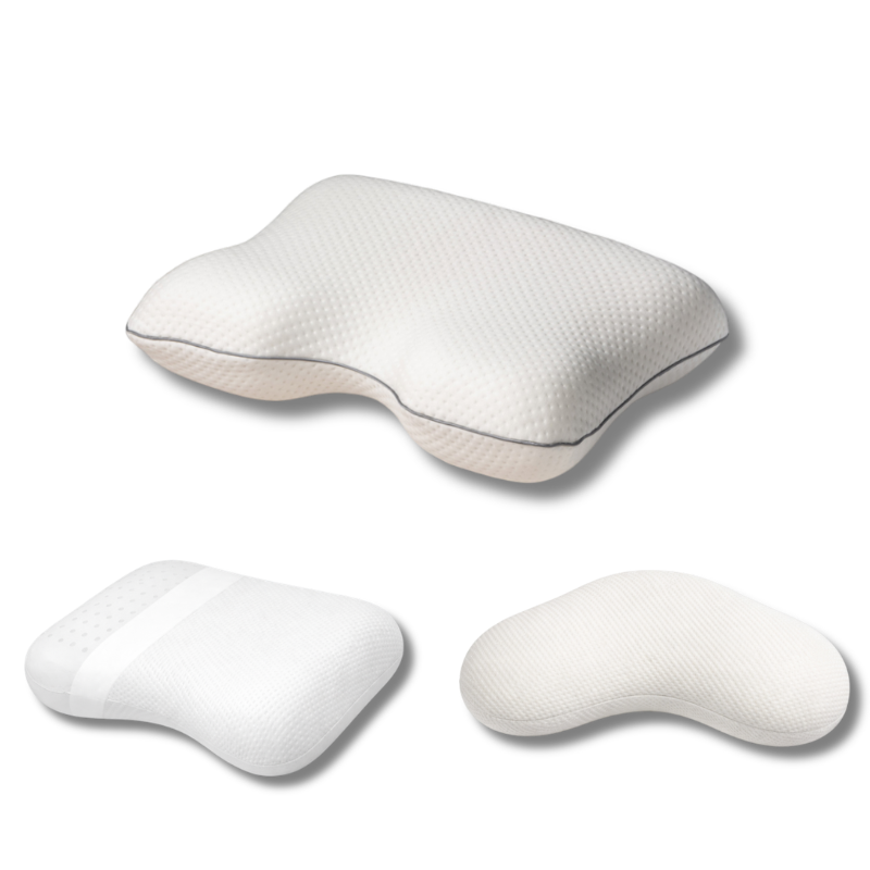 Vitality Pur ergonomische hoofdkussens met memory foam voor optimale ondersteuning van nek, hoofd en schouders tijdens het slapen.