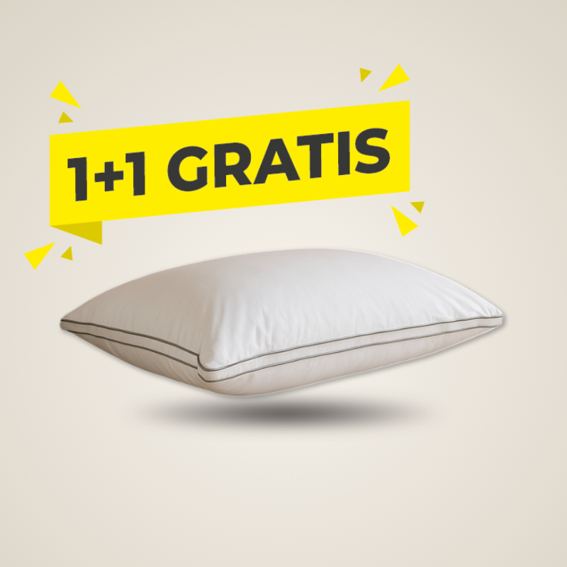 Vitality Pur Essence katoenen hoofdkussen met 1+1 gratis actie, comfortabel en ondersteunend hoofdkussen met ademende katoenen tijk.