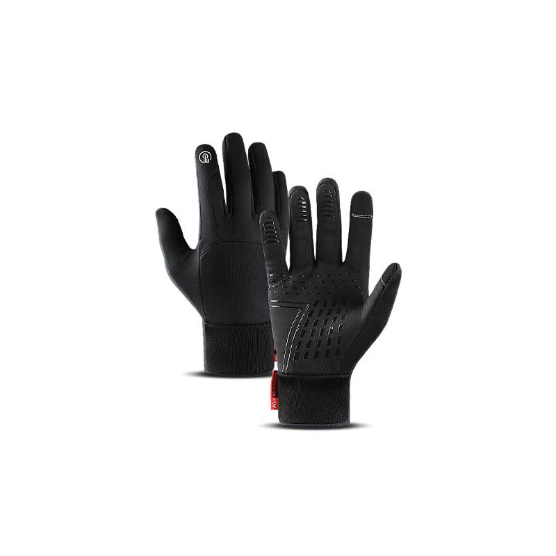 De premium water -en winddichte handschoenen in de kleur zwart. 
