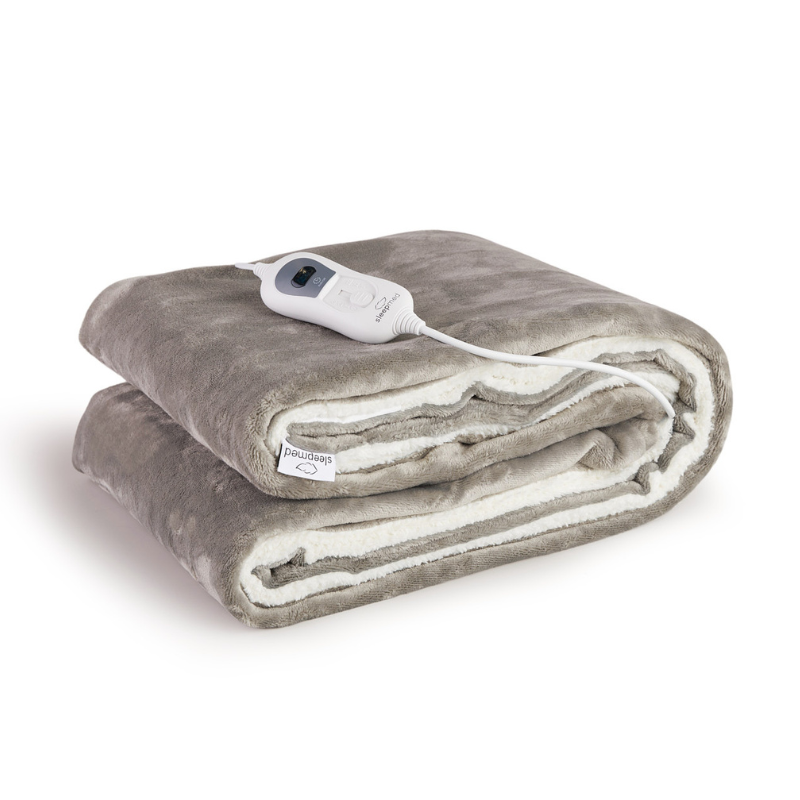 Het SleepMed Elektrische Knuffeldeken in de kleur Taupe. 