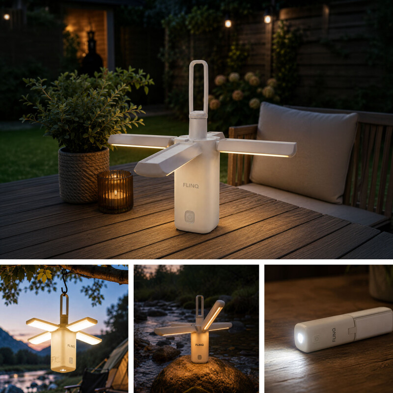 De FlinQ Premium Camping Lantaarn FoldGlow multifunctionele lamp, Accessoires en Zaklamp