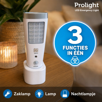 Prolight 3-in-1 Led Noodverlichtingslamp met Bewegingssensor
