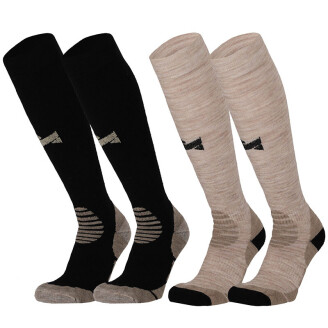 2-Pack Heat Essentials Outdoor Compressie Sokken met Merino Wol -Beige-43/45