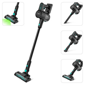 OOQE V-POWER TURBO steelstofzuiger met meerdere opzetstukken en functies in één overzicht getoond.