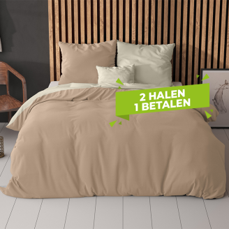 De Sleeptime Hotel Twin Face Dekbedovertrekset in crème taupe. 