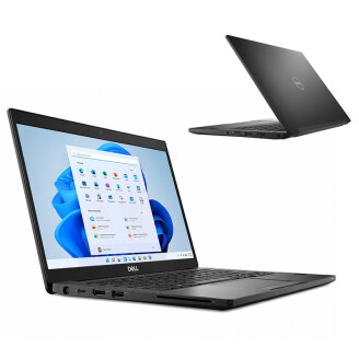 Dell Latitude 7390 weergegeven vanuit twee verschillende kijkhoeken.