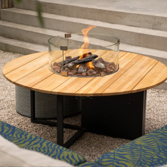 Cosiloft vuurtafel 120 cm rond zwart teak