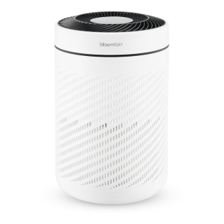 Bloomfold luchtreiniger productafbeelding met modern wit design en compact formaat