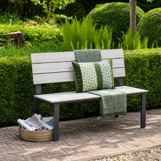 Garden Impressions Ellen parkbank donker grijs - light teak Vironwood