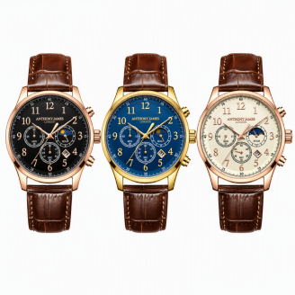 Anthony James Limited Edition Heren Horloge Moonphase Chronograph
