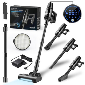 GoScrub® X680 Ultra steelstofzuiger compleet geleverd met accessoires, HEPA-filter en digitaal LED-display.