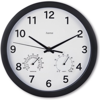 Hama Wandklok Malta met Thermo- en Hygrometer van de voorkant.