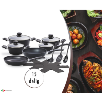 Magnani Pannenset zwart 15-delig