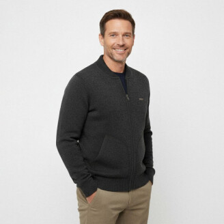 Norlund Heren Cardigan Silvar in beige en antraciet.