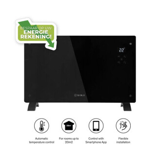 De Sinji Smart Paneelverwarmer is verkrijgbaar in de kleuren zwart en wit. 