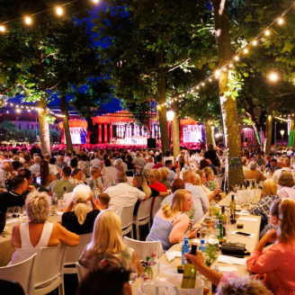 Concert van André Rieu vanaf het terras van de Sociëteit op het Vrijthof met verblijf in een Romantisch Kasteel in Lanaken
