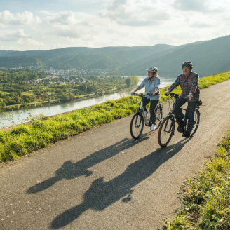 Fietsen tussen kastelen en wijngaarden aan de rijn bij Koblenz